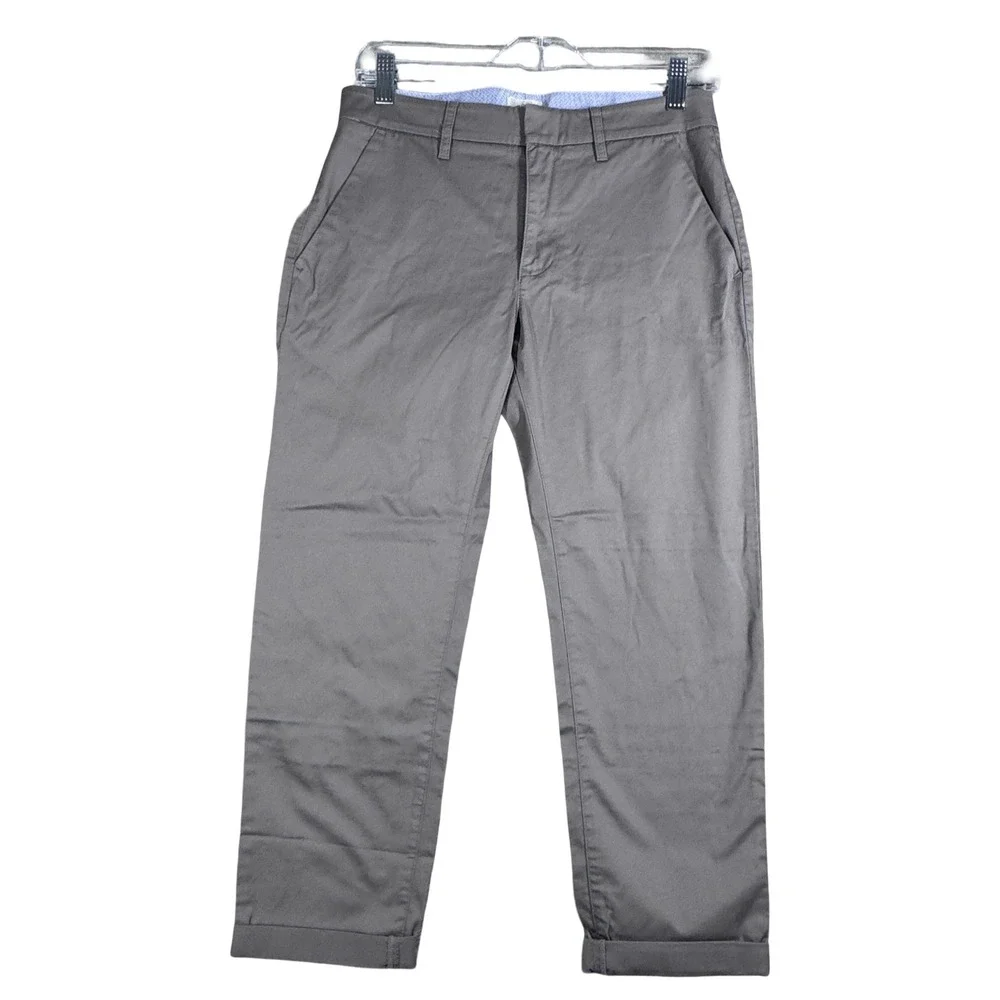 J.Crew Slim Boyfriend Chino Pants Womens 25P Gray Stretch Cotton Casual‎ NWT